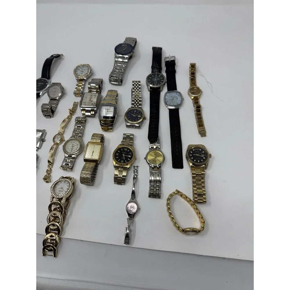 Lot of 20+ Mixed Watches Untested As-Is For Parts Repair Men Women Gold Silver